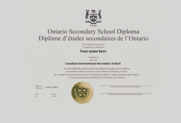 An Ontario Secondary School Diploma certificate